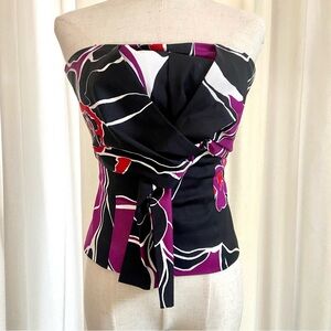 Trina Turk | “Lacquer” Orchid Twist Front Bustier Top | Size 0